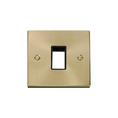 Image of Click Deco 1 Gang MiniGrid Single Aperture Unfurnished Plate Satin Brass Black Inserts