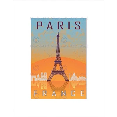 Image of Wee Blue Coo Travel Paris City France Eiffel Tower Arc De Triomphe Wall Art Print