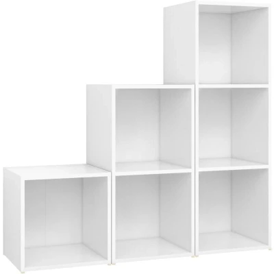 Image of vidaXL 3 Piece TV Cabinet Set White Engineered Wood