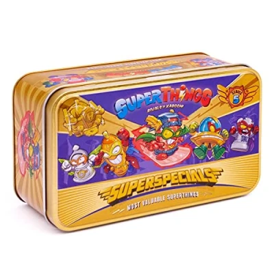 Image of SUPERTHINGS Series 5 gold Tin It contains all the special figures from 5, including ultra rare (Kid Fury), 2 leaders, 6 silver captains and Aerowagons