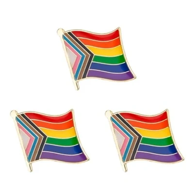 Image of Progress Pride Flag Metal Badge Lapel Pin Brooch 3pcs