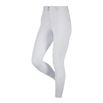 Image of LeMieux Amara II Breeches with Full Seat Silicone Grip in White 4 Way Stretch Fabric Woman&#039;s Horse Riding Pants Belt Loops &amp; Faux Pockets UK 14