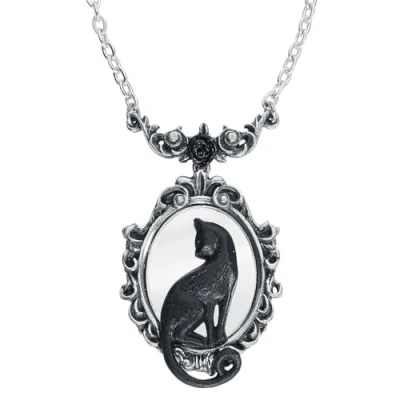Image of Alchemy Gothic Feline Felicity Women Necklace Silver Coloured, Pewter,