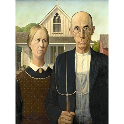 Image of Grant Wood American Gothic Painting Large Wall Art Poster Print Thick Paper 18X24 Inch