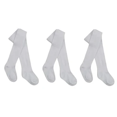 Image of Tick Tock Baby Girls Cotton Rich Plain Tights 3 Pack White 12 18 months