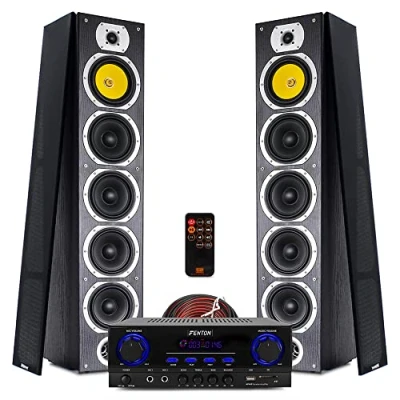 Image of Fenton SHFT57 HiFi Tower Speakers and Stereo Amplifier Bluetooth MP3 Home Music System