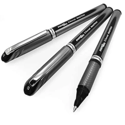 Image of Pentel Energel BL27 Liquid Gel Ink Rollerball Pen 0.7mm Metal Tip Black Pack of 3