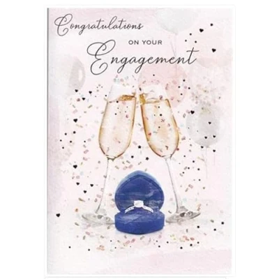 Image of ICG Open Artistic Engagement Greeting Card From The Brighstone Range Congratulations Embossed Gold Foil Finish