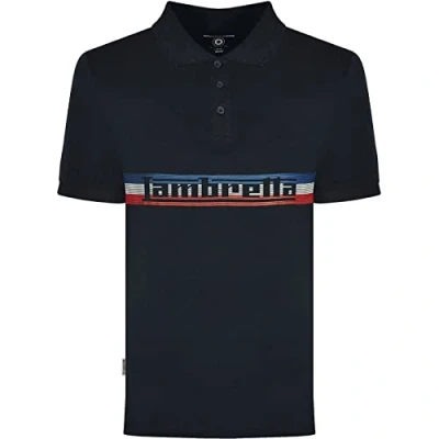 Image of Lambretta Mens Stripe Logo Polo Shirt Navy S