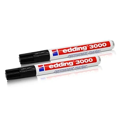 Image of 2x Edding 3000 permanent markers, black 1.5 mm 3 mm.