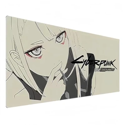 Image of Odrys Cyberpunk 2077 mouse padBlack and white gaming padXXL pad 900x400Office desk mat largeWaterproof Anti slipLucyna Kushinada (31.5 x 11.8 0.1 in)