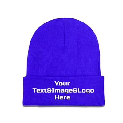 Image of Custom Hat Slouch Blue Beanie Your Text&amp;Image&amp;Logo Here Warm Cap