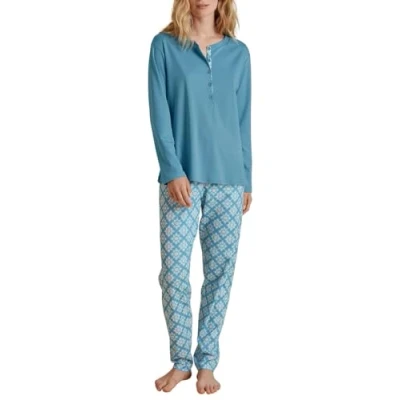 Image of CALIDA Women&#039;s Daylight Dreams Pajama Set, Opaque, Niagara Blue, 48 50