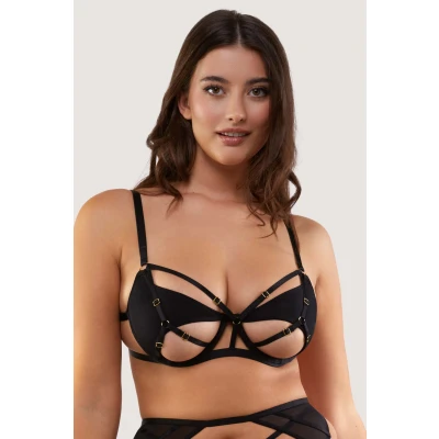 Image of Playful Promises Womens Wolf &amp; Whistle Penny Cut Out Bra Black Polyamide Size 36B
