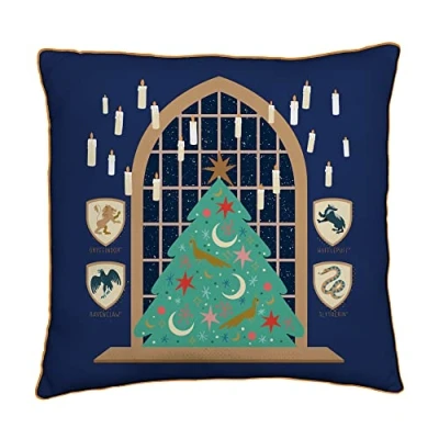 Image of Harry Potter Christmas Square Cushion Pillow Joyeux Design Officially Licensed Reversible 2 Sided