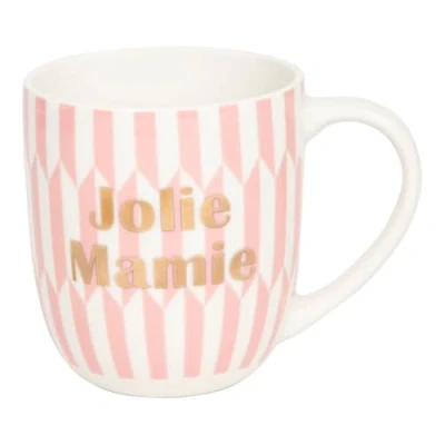 Image of DRAEGER Paris Jolie Mamie Ceramic Mug Pink Gift Idea for Family, Grandmother&#039;s Day, Birthday, Christmas Humour, Fun, Love 320 ml with Box
