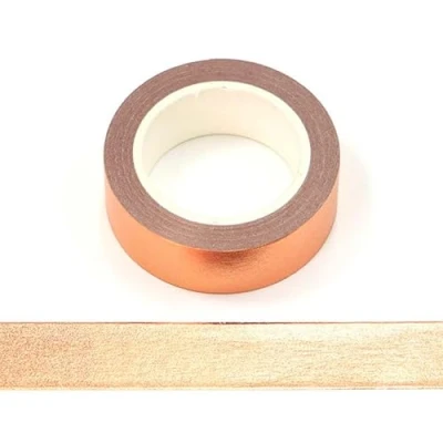 Image of Syntego Solid Foil Washi Tape Decorative Self Adhesive Masking 15mm x 10 Meters (Light Copper)
