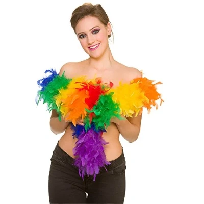 Image of Wicked Costumes Adult Unisex Feather Boa Fancy Dress Accessory Rainbow