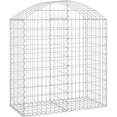 Image of vidaXL Arched Gabion Basket 100x50x100/120 cm Galvanised Iron Decorative and Functional Garden Barrier Easy to use, Durable Weather Resistant Outdoor Decor
