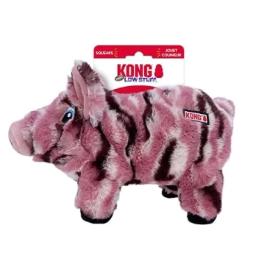 Image of KONG Low Stuff Stripes Plush Dog Toy for All Sized Breeds (Pig)