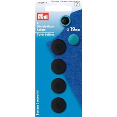 Image of Prym Black Plastic 19mm Cover Buttons (4pc), 14 x 6 1 cm