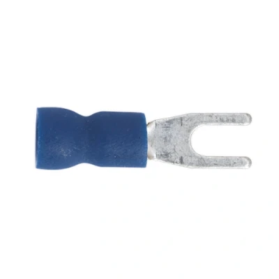 Image of Sealey Easy Entry Fork Terminal Ø3.7mm (4BA) Blue Pack of 100