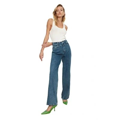 Image of Trendyol Women Young High Waist90&#039;s Wide Leg Jeans Blau