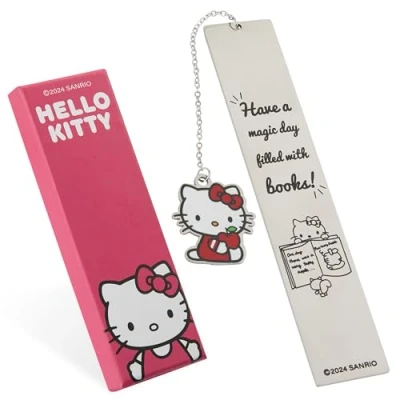 Image of Hello Kitty Metal Bookmark with Hanging Charm, School University Reading Gifts