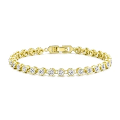 Image of Philip Jones Gold Plated Solitaire Bracelet Created with Zircondia® Crystals