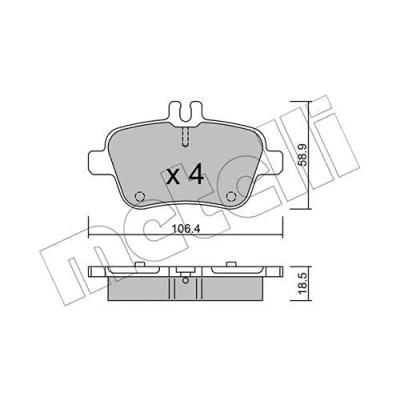 Image of 0064202320, 0064207920, 0064208020, 0064208320, 0074203420 Brake pad set METELLI 22 0966 0 prepared for wear warning indicator MERCEDES BENZ: A Class