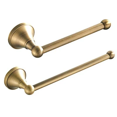 Image of Flybath 2pc Bathroom Accessories Set Towel Ring and Toilet Roll Holder Antique Brass Wall Mounted, Brushed Bronze