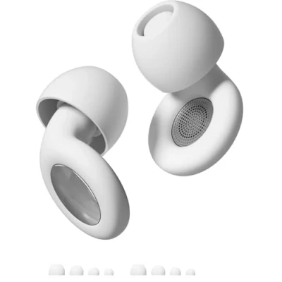 Image of Mldnld Ear Plugs for Noise Reduction Super Soft, Reusable Hearing Protection in Flexible Silicone Sleep, Sensitivity &amp; Flights 8 Tips XS/S/M/L27dB Cancelling(White)