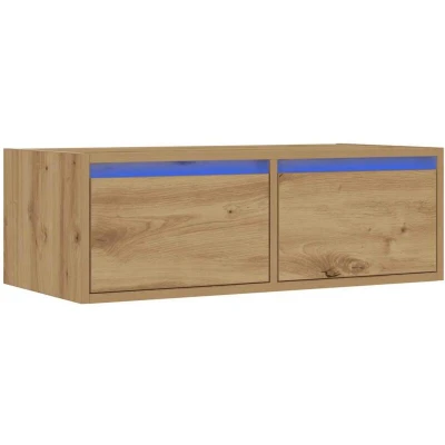 Image of vidaXL TV Cabinet/Media Console LED Lights, Artisan Oak, 75x35.5x25 cm Modern Design for Living Room