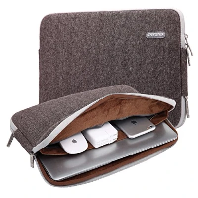 Image of kayond Herringbone Woollen Water resistant 14 inch laptop sleeve,compatible with 14.1 HP, Dell, Lenovo, Asus Notebook (14 Inch, Grey)