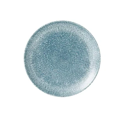 Image of 12x Churchill Raku Topaz Blue Evolve Coupe Plate 8.67&quot;