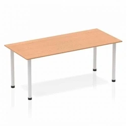 Image of Impulse 1800mm Straight Table Oak Top Silver Post Leg BF00181