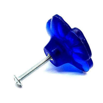 Image of Swish 4 x Semi Translucent Navy Blue Flower 48mm Cupboard Cabinet Drawer knobs