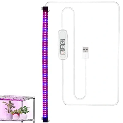 Image of Senelux LED Grow Light Strip for Indoor Plants with Auto ON &amp; Off Timer, Full Spectrum / 4 Dimmable Levels/USB Plug in Plant Gardening Greenhouse Hydroponics