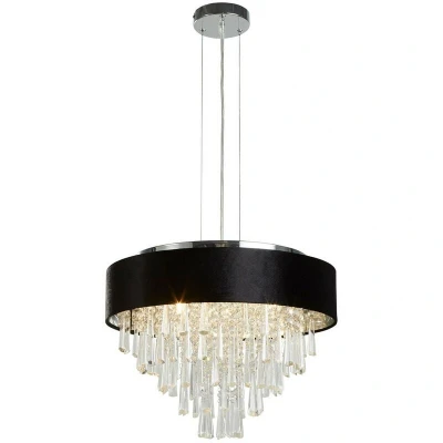 Image of Glamour 5 Light Pendant/Semi,Flush, Black Velvet, Clear Crystal