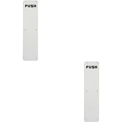 Image of Loops 2 PACK Push Engraved Door Finger Plate 350 x 75mm Satin Anodised Aluminium Protective Commercial Plain/Push/Pull Options