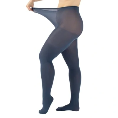 Image of CALZITALY Plus Size Opaque Tights, Curvy Extra Large Pantyhose, 60 DEN, L, XL, 2XL, 3XL, 4XL, Blue, Black, Made in Italy (3XL, Blue Jeans)