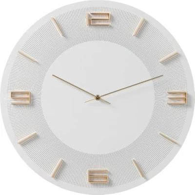 Image of Kare Design Wall Clock Leonardo, White/Gold, Diameter 49cm, Analog, Battery Operated, Decorative, Modern for Living Room, Bedroom, Hallway, Home Office, Kitchen