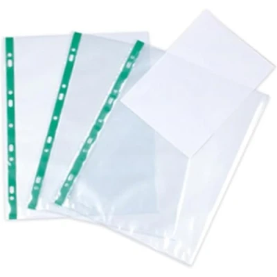 Image of Heavy Duty Extra Strong A4 Punched Pockets Filing Glass Crystal Clear 90 Micron (400)