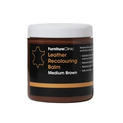 Image of Furniture Clinic Leather Recolouring Balm Colour Restorer for Sofas, Repair Faded &amp; Scratched Upholstery, Car Seats, Shoes and Clothing 16 Colours (Medium Brown)