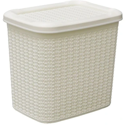 Image of JVL Knit Design Loop Plastic Storage Box 10L, Ivory 27 x 29 21 cm, One size