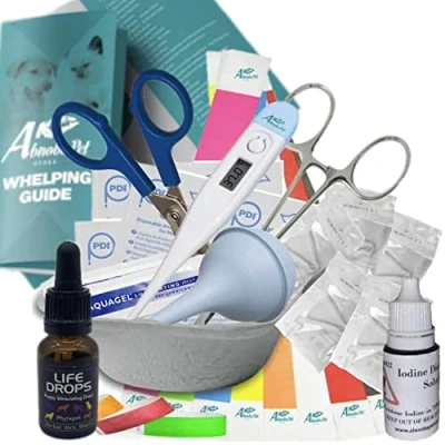 Image of Alpha Dog Best Value whelping Kit Puppies, comes with guide, Pet birthing supplies (2222 + Life Drops)