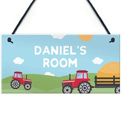 Image of RED OCEAN Name Plaque Door Nursery Bedroom Sign Farmer Gift Children Xmas Personalised Hanging