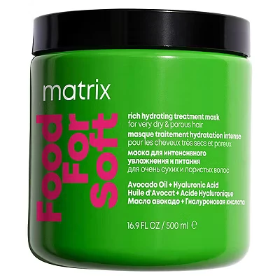 Image of Matrix Food For Soft Mask, Rich Hydrating Hair Treatment, Dry and Porous Hair, With Avocado Oil Hyaluronic Acid, 500ml