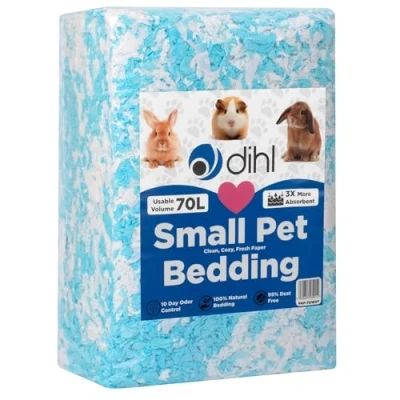 Image of Dihl 70 Litre, Blue, Super Absorbent Paper Bedding for Small Animals. Absorbs 6 Times its Weight in Liquid. Hamster, Mice, Rat, Rabbit, Guinea Pig Gerbil Cage Substrate 70L