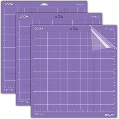 Image of Strong Grip Cutting Mat for Cricut Explore One/Air/Air 2/Maker 3 Packs Cut Mats Replacement Accessories (12 x 12 inch,Purple)